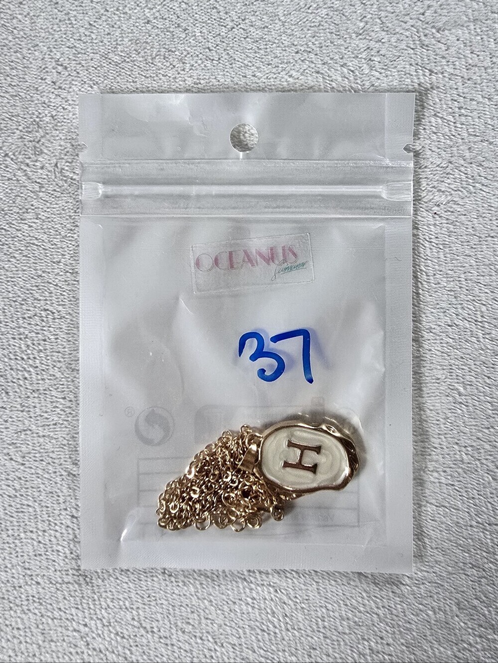 Oceanus▪️18K Gold Plated Oyster Shell Initial 'H' Pendant Necklace Coastal